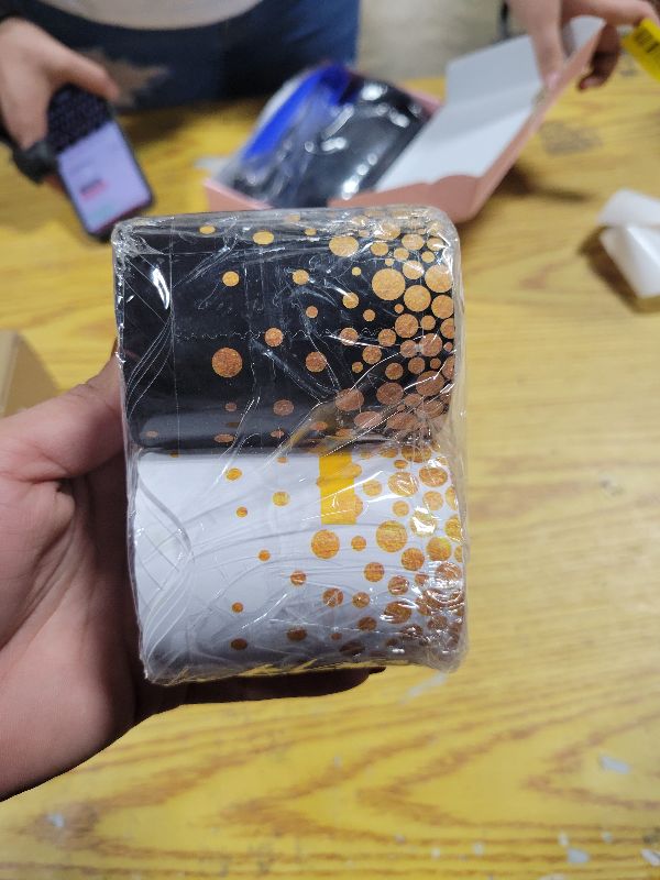 Photo 1 of 2 Rolls Spring Golden Dots Bulletin Board Borders, 65.6 Ft Gold Dots Scalloped Border Trim for Home Office School Classroom Bulletin Board Wall Chalkboard Decor