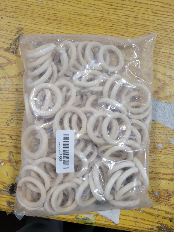 Photo 1 of 100PCS 2 inch Wooden Rings for Crafts Unfinished Wood Rings 50mm Wooden Rings Macrame Rings Solid Natural Wood Rings for DIY Crafts
