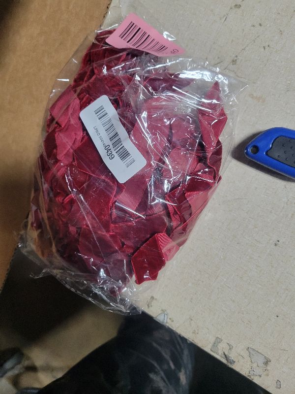 Photo 1 of 16Pcs Velvet Ribbon Bows for Christmas Tree, Vintage Rustic Small Craft Bows Ornaments for Garland Wreath Gift Wrapping Candy Bags Party DIY Decorations (Burgundy, 5" x 10", Width of 1")