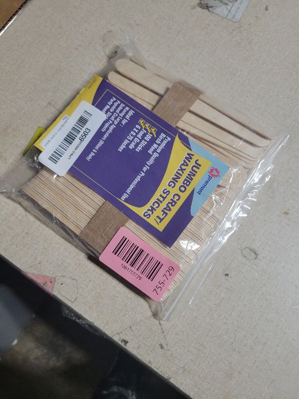 View 2 of 100 Piece Large Jumbo Wooden Craft Sticks (6" x 3/4"), Premium Natural Organic Wood for Waxing, Craft Project, Tongue Depressor, Popsicle, Ice Cream Stick,Woodcraft, Paint Stirrer and Art - Apremont