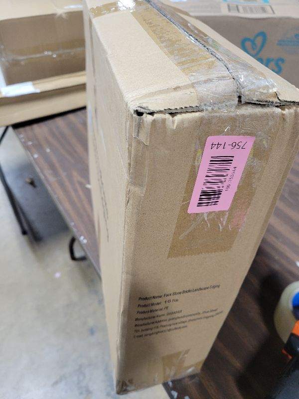 Photo 1 of 16 Pack(24FT) Landscape Edging, 48 Spikes, Flexible Plastic Border for Outdoor, Walkway, Lawn & Weed Control | 24ft L x 3in H Faux Stone Edging for Landscaping,Garden Edging Border Stone(Gray) ??