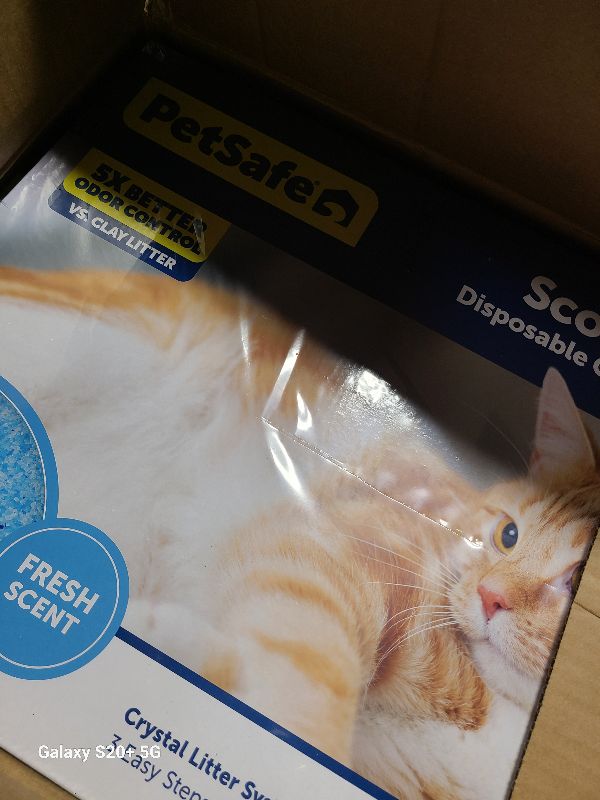 Photo 1 of (4 pack) PetSafe ScoopFree Crystal Disposable Cat Litter Trays, Fresh Scent, Silica Crystals, 3-Pack, Blue