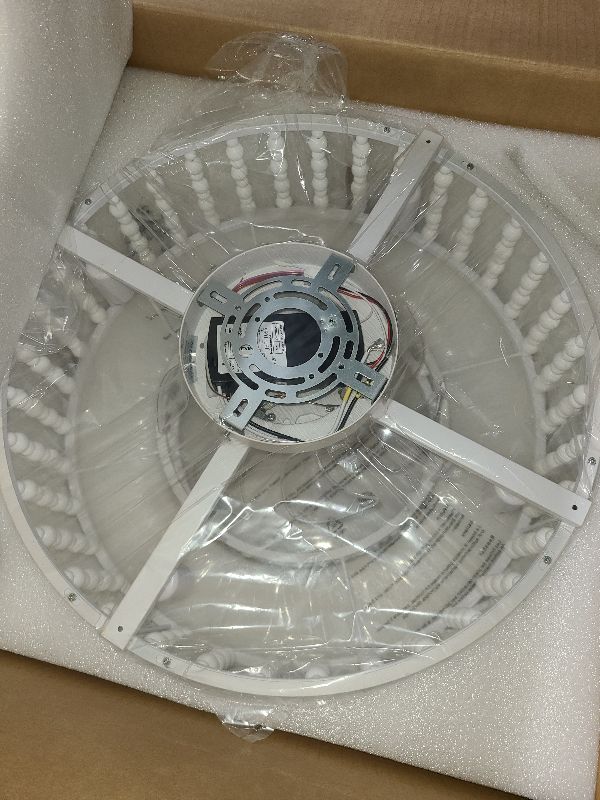 Photo 1 of 19 inch Ceiling Fans with Lights Caged Fandelier Boho Caged Ceiling Fan with Light White Wood Beaded Ceiling Fan with Light Boho Wood Beaded Fandelier 6 Speed Flush Mount for Living Room Bedroom