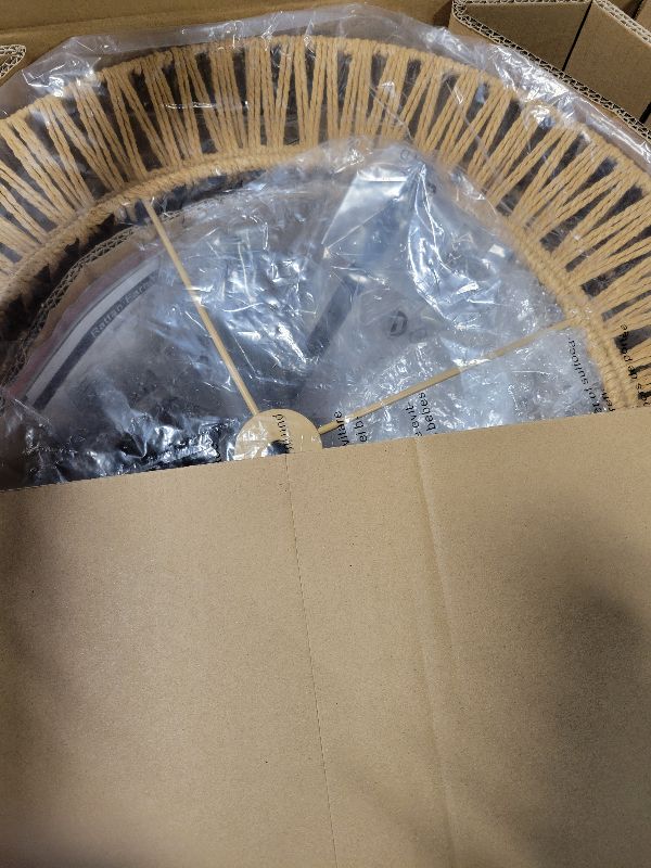 Photo 1 of 19" Boho Rattan Chandelier for Dining Room Light Fixture, 5-Light Hand Woven Wicker Pendant Light Fixture, Farmhouse Rustic Hanging Black Chandelier for Dining Room, Kitchen Island, Living, Bedroom