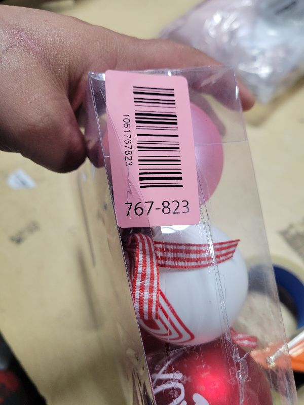 Photo 1 of 12 Pcs Valentines Day Ball Ornaments - 2.36 Inch Red Pink White Valentines Day Letter Hanging Decorations Buffalo Plaid Balls Ornaments for Tree Valentine's Day Party Supplies Decorations
