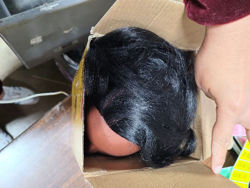 Photo 1 of 16 Inch 100% Real Hair Mannequin Head Training Head Manikin Cosmetology Doll Head for Hairdresser Practice Braiding Hair Styling with Clamp stand (16 -Inch)