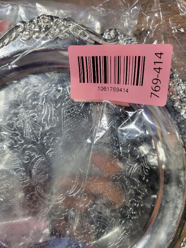 Photo 1 of 2 pcs Silver Platter, Silver Platter Tray, 8-Inch and 3-Inch Decorative Set, Alloy Metal Serving Dish for Food Display and Home Decor