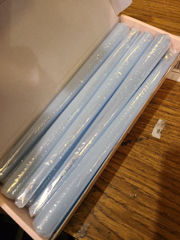Photo 1 of 10 Inch Baby-Blue Taper Candles for Religious and Spiritual Settings, 10 Pack Unscented Candlesticks for Holiday, Seasonal Celebration and Home Decoration