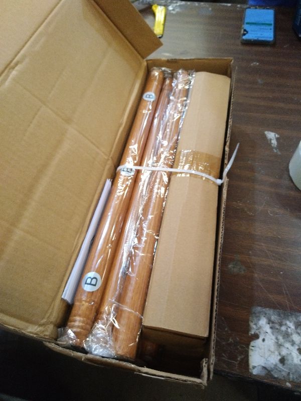 Photo 1 of 2 Pack Wood Curtain Rods for Windows 48 to 84 Inch, Adjustable Decorative 1'' Heavy Duty Metal Curtain Rod with Modern Faux Wood Grain Finials, Rustic Farmhouse Bedroom Boho Drapery Pole