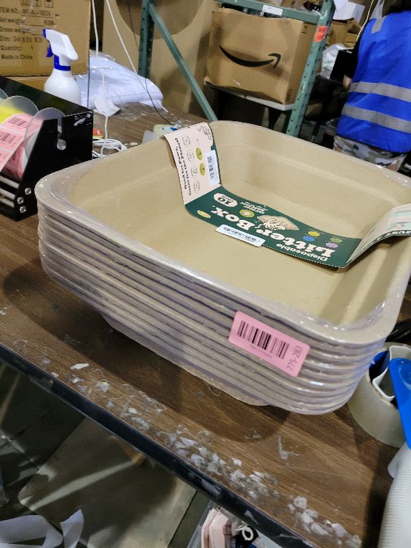 Photo 1 of 10 Count - Disposable Litter Box for Kitty Cats, Thick & Leak-Proof, Eco-Friendly Travel & Home Litter Pan, No-Scrub for Cats