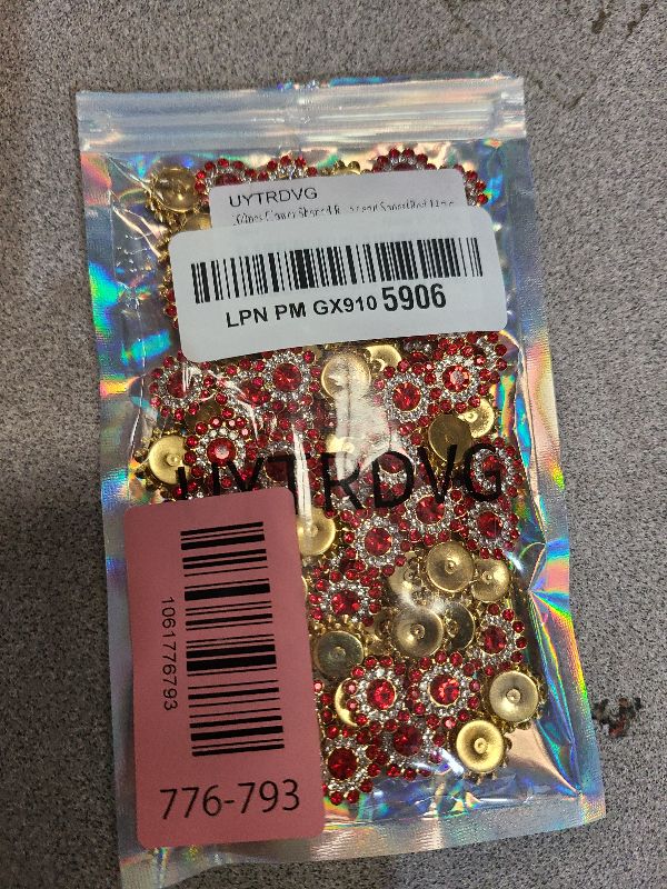 Photo 1 of 100PCS 14MM Sew on Rhinestones Gems, Flower Gold Claw Rhinestones Glass Crystals Jewelry for Crafting Sewing Clothes Dresses Shoes Belt Decoration Accessories (Red)