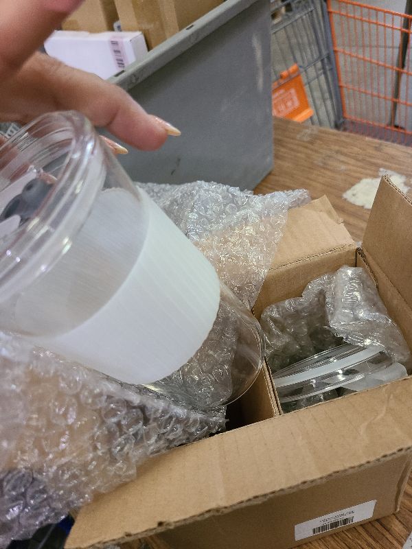 Photo 1 of 2 pcs Iced Coffee Cups with Lids, 16 oz Glass Cups with Lids and Straws, Reusable Tumbler with Silicone Sleeve, Wide Mouth Can Shaped Drinking Glasses for Coffee Juice Water Smoothie (White)