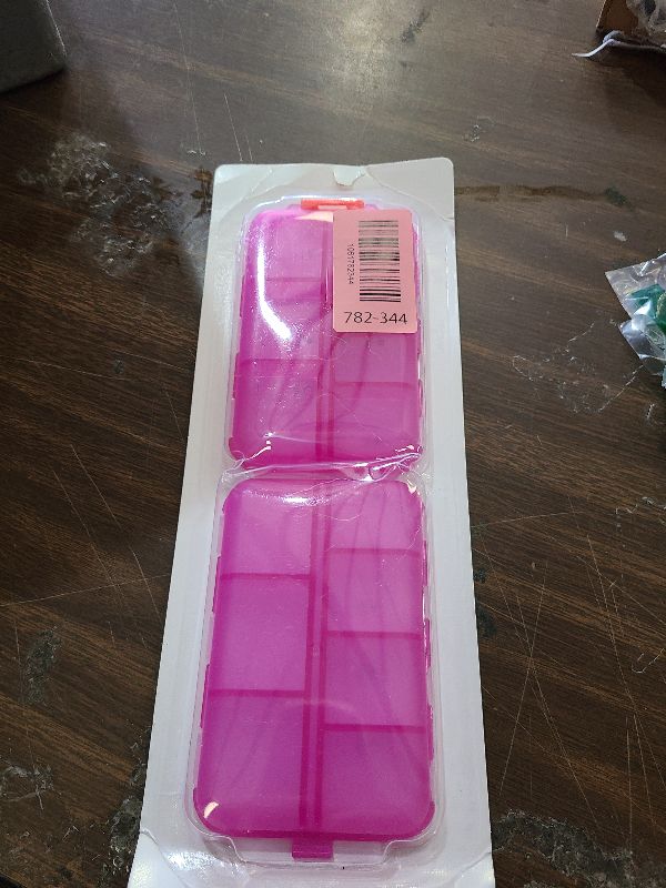 Photo 1 of 14 GRIDS Travel Pill Organizer Box with Labels - Travel Medicine Case Kit - Pocket Daily Pharmacy Container - Travel Medication Holder Dispenser for Fish Oil Vitamin Supplement Storage - Clear Pink