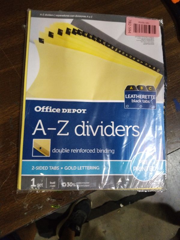 Photo 1 of 1InTheOffice Alphabet Dividers for 3 Ring Binder, A-Z Leather Dividers, 25-Tab, Black