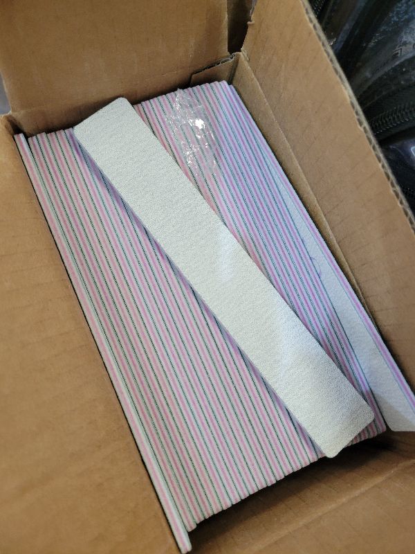 Photo 1 of 100/180 Grit Nail Files (100 Packs), Emery Board Nail Files for Acrylic Nails and Natural Nails, Double Sided Emory Boards Professional Reusable Washable Manicure Square Gray