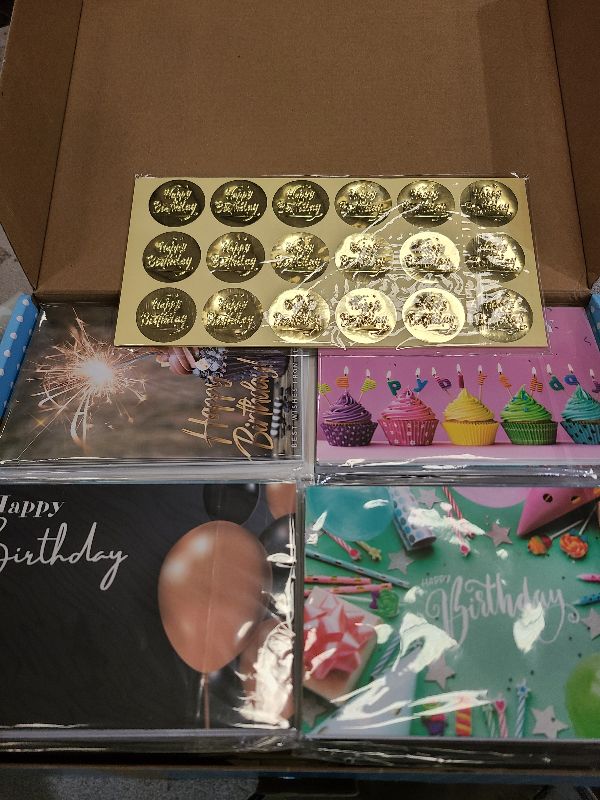 Photo 1 of 160 Birthday Cards Bulk with Short Generic Message Inside, Birthday Cards with Envelopes 4 x 6 inches, 20 Unique Designs, for Family, Group,Office, Business, Cards in Box