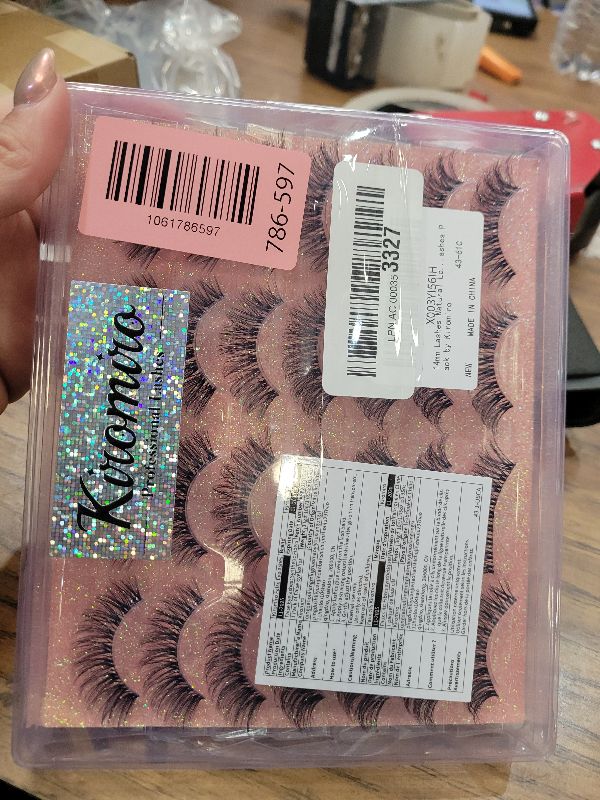 Photo 1 of 14mm Lashes Natural Look Wispy Eyelashes Faux Mink Lashes Clear Band Short Natural False Lashes Cat Eye Daily Soft Strip Lashes Pack by Kiromiro