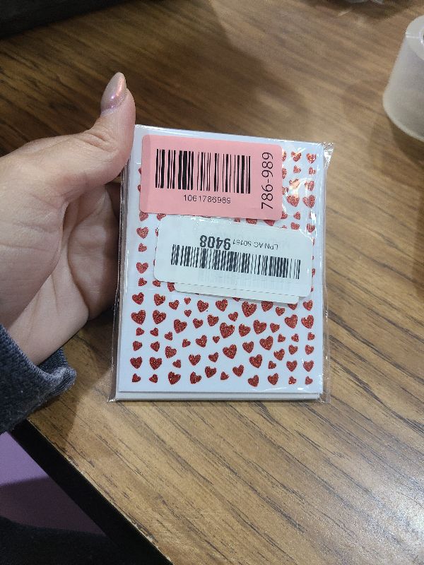 View 2 of 10 Sheets Heart Nail Stickers Glitter Shiny Love Nail Decals 3D Self Adhesive Nail Art Stickers Glitter Powder Effect Valentine's Day Hearts Designs DIY Valentines Manicure Decorations Accessories