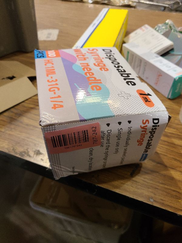 Photo 1 of 1ML Syringe, Lab Supplies Syringes 31G 1/4 Inch, Individually Wrapped, Pack of 100