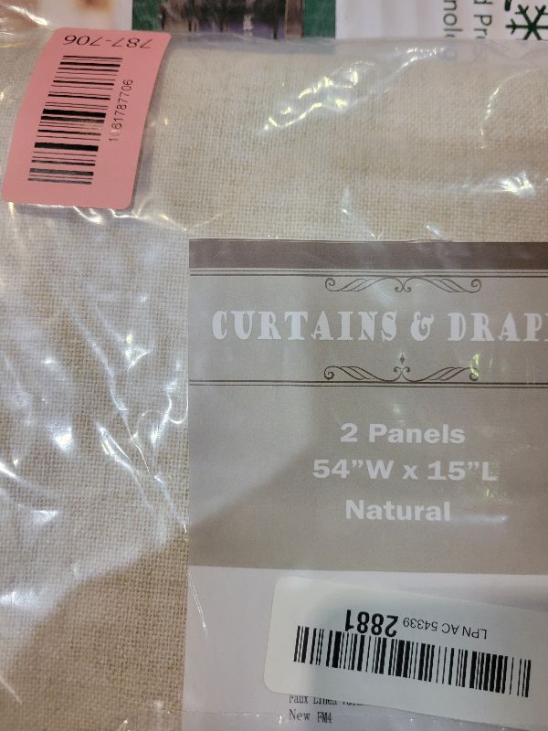 Photo 1 of 2 Pack Faux Linen Valance for Windows Kitchen Living Room Valances Rod Pocket Farmhouse Country Rustic Bathroom Small Window Treatment (54x15 inch, Natural)