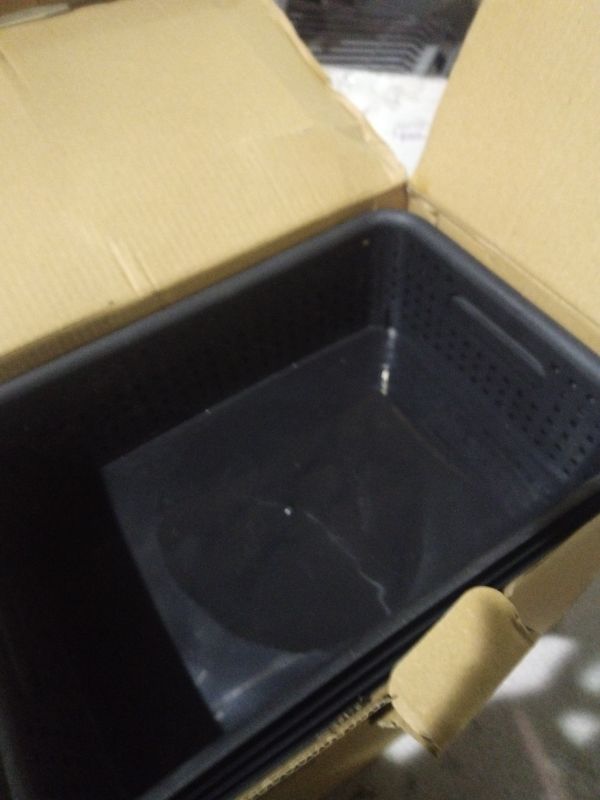 Photo 1 of [ 8 Pack ] Plastic Storage Baskets, Small Pantry Organization and Storage Bins, Household Organizers for Laundry Room, Bathrooms, Kitchens, Cabinets, Countertops, Under Sink or Shelves, Black