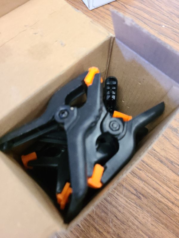 Photo 1 of 12 Pack Plastic Spring Clamps, 3.5inch Small Heavy Duty Clips for Crafts, Backdrop Stand, Woodworking, Photography Studios (Black)