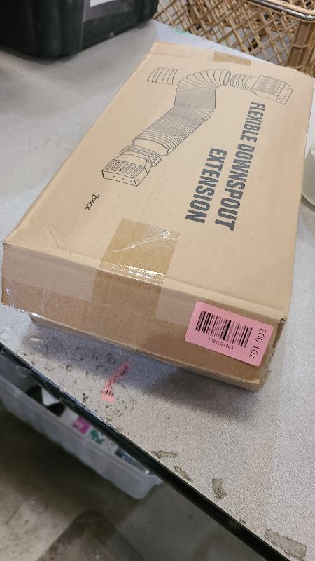 Photo 1 of 2 Pack Rain Gutter Downspout Extensions, Upgraded Flexible Drain Down Spout Extender for Rain Water Drainage, Each Extendable from 20" to 66", Combine to 10 ft with Connector(White)