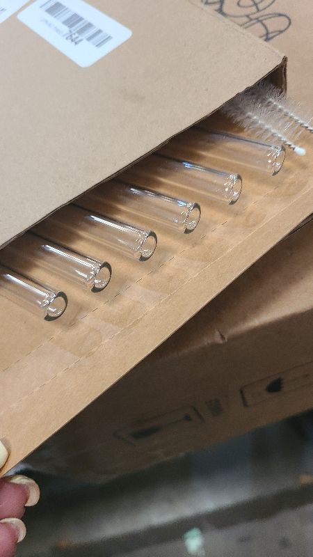 Photo 1 of 16 Pack Reusable Glass Straws,SIZE(8.5''x10 MM)?Set of 6 Straight and 6 Bent with 4 Cleaning Brush,Perfect for Smoothies,Tea, Juice