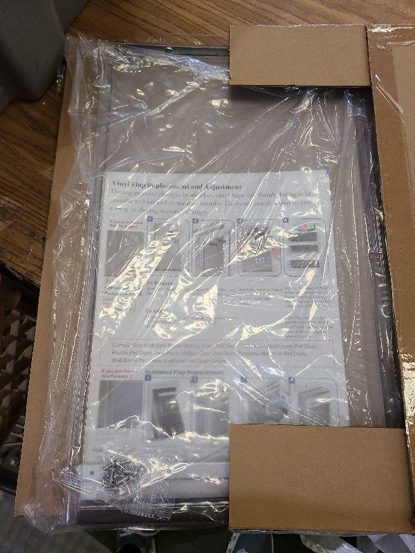 Photo 1 of 2 Pack Large Dog Door Replacement Flaps with Metal Bracket, Screws and Washers, Compatible with Petsafe Freedom Doggie Doors, PAC11-11039 10 1/8" X 16 7/8" -with Screws(Smoky Translucent)