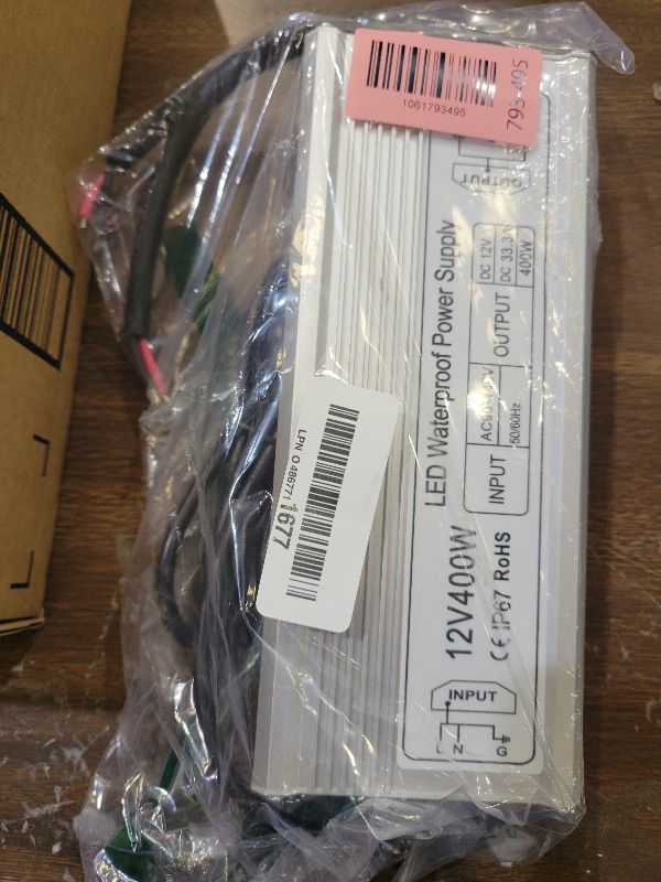 Photo 1 of 12V 400W LED Power Supply, IP67 Waterproof LED Driver, Low Voltage Transformer, AC 90-140V to DC 12V 33.3A Converter with 3-Prong Plug 3.3 Ft Cable for Outdoor LED Light, Landscape Light, Industrial