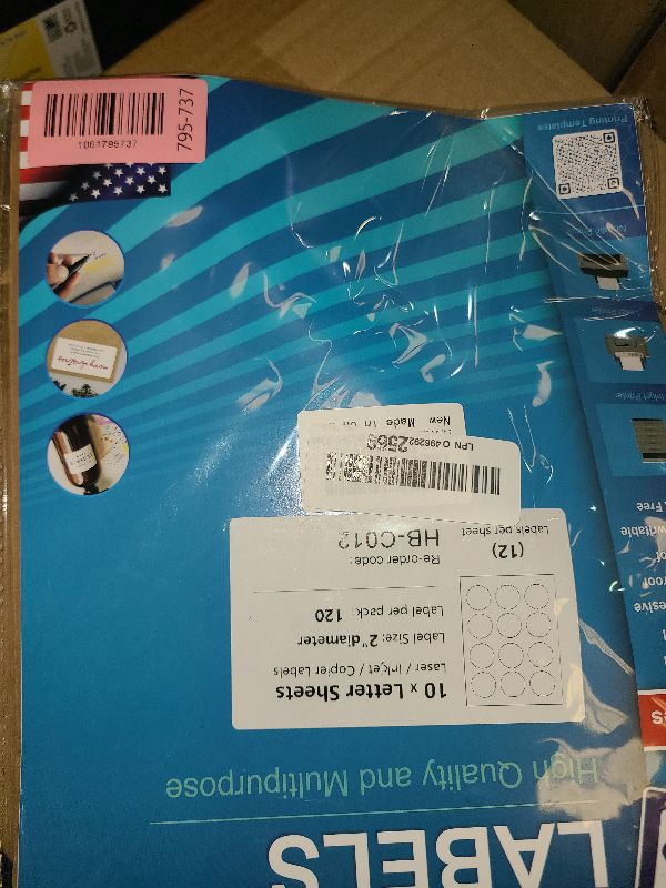 Photo 1 of 2" Circle Sticker Labels, Round Printable Sticker Labels to Write On, Sticker Paper for Inkjet Printer, (12 Labels/Sheet), 10 Sheets