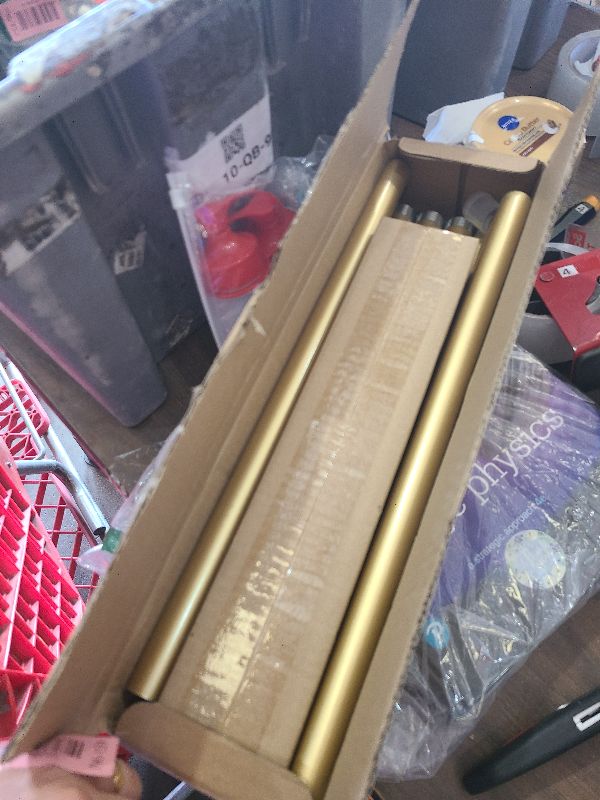 Photo 1 of 2 Pack Modern Gold Curtain Rods Set for Windows 28 to 48 Inches Adjustable Length Heavy Duty 1" Diameter Window Curtain Rod with Decorative Finials for Outdoor Bedroom Kitchen Living Room