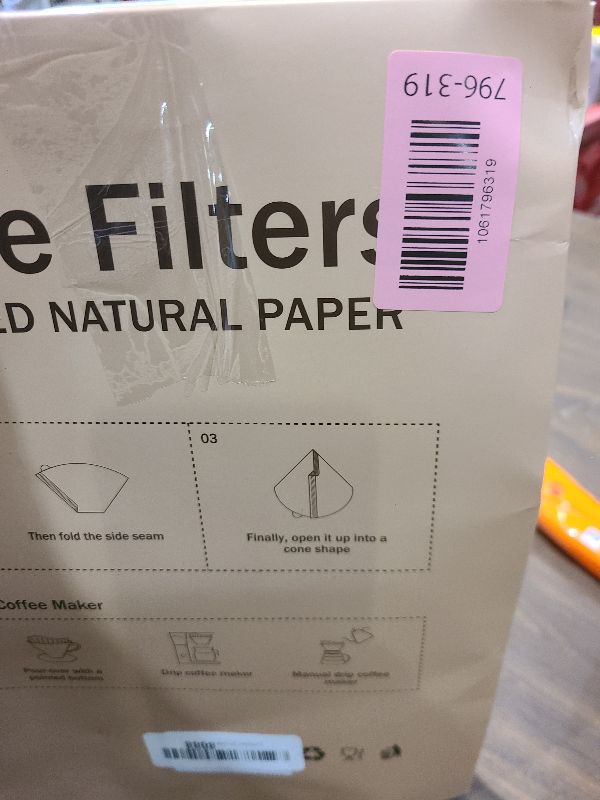 Photo 1 of 200 Count Coffee Filters #4, Disposable Cone Coffee Filters 8-12 Cup, Unbleached Natural Paper Size 04 Paper Filters for Pour Over and Drip Coffee Maker