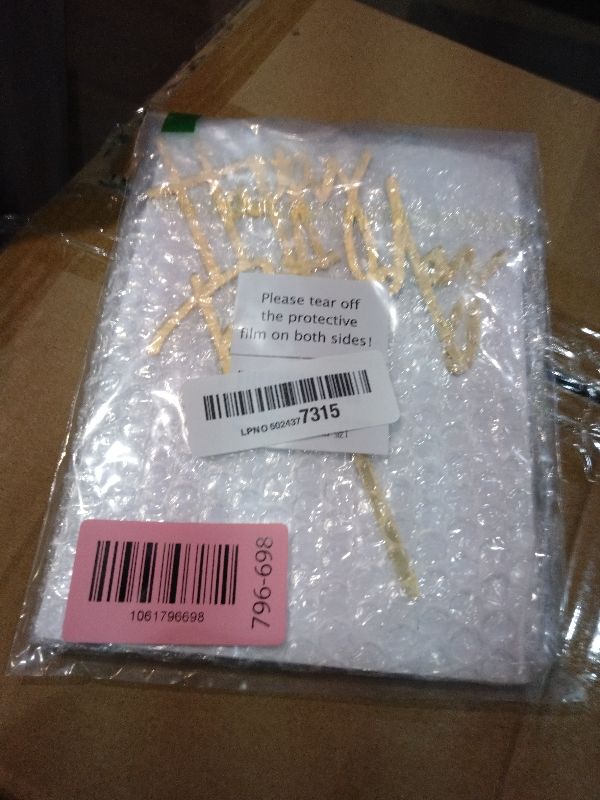 Photo 1 of 1PCS Gold Birthday Cake Topper, 5.3 x 7.2 Inches Acrylic Happy Birthday Cake Sign, Glitter Mirror Cake Topper Decorations for Anniversary, Bridal Shower, Birthday Party Supplies?