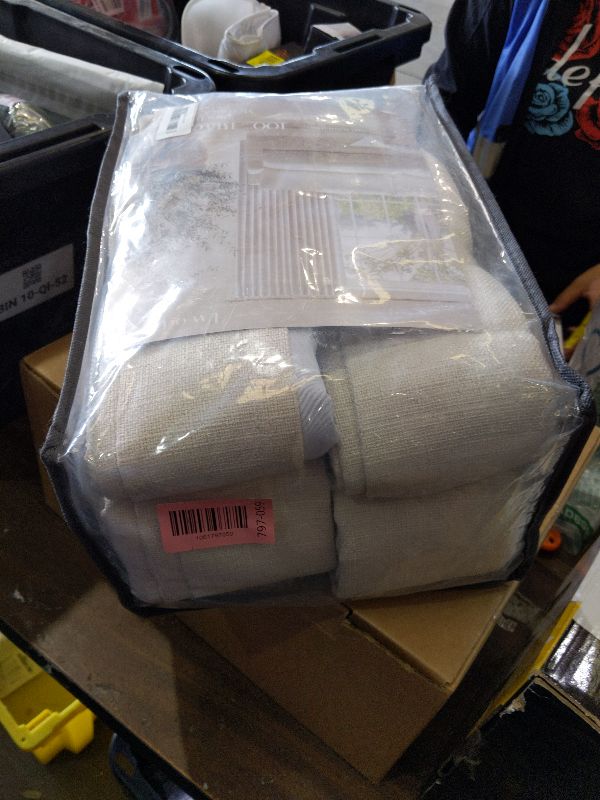 Photo 1 of 100 Inch Blackout Linen Curtains Pinch Pleated Back Tab Dual Layer Thermal Inslulated Room Darkening 100% Black Out Curtains 2 Panels for Sliding Glass Door Bedroom Living Cream Ivory Window Drapes