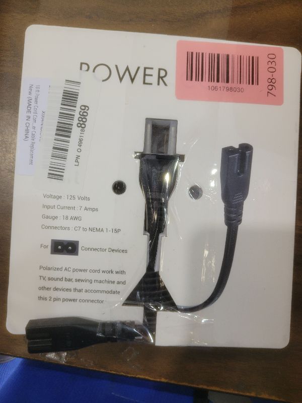 Photo 1 of 10 ft Power Cord Compatible with Singer, Brother, Baby-Lock, White, Viking, Pfaff Sewing Machine Power Cable Replacement