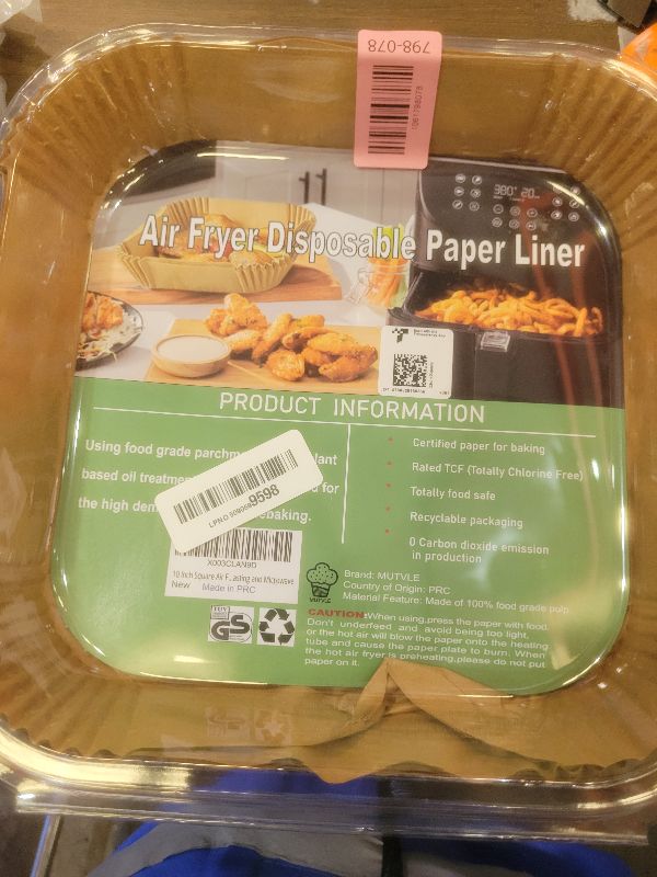 Photo 1 of 10 Inch Largest Square Air Fryer Disposable Paper Liner, XXL 100Pcs Air Fryer Parchment Liners for 8QT or Bigger Air Fryer, Non-stick, Food Grade Baking Paper for Frying, Roasting and Microwave