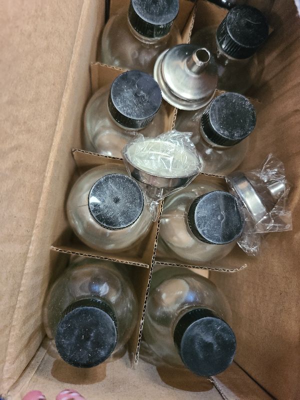 Photo 1 of 10 Pack, 4 oz Small Clear Glass Bottles w/Lids & 3 Stainless Steel Funnel - 120ml Boston Round Sample Bottle for Potion, Juice, Ginger Shot, Wellness, Oils, Whiskey, Liquids - Leakproof Travel Bottle