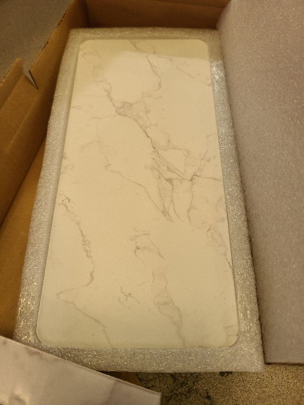 Photo 1 of 2 Pcs Water Absorbing Stone Drying Trays for Bathroom Sink Kitchen Counter Soap Dish Dispenser Sponge Holder White Ceramic Bathroom Vanity Quick Dry Stone Mat for Kitchen Sink Marble Diatomite Tray