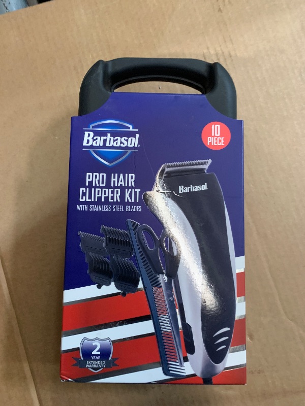Photo 1 of (sold as parts/used) XTREME DIGITAL LIFESTYLE ACCESSORIES Barbasol Professional Hair Clipper Kit with Stainless Steel Blades, 4 Guide Combs, Adjustable Taper and Travel Bag