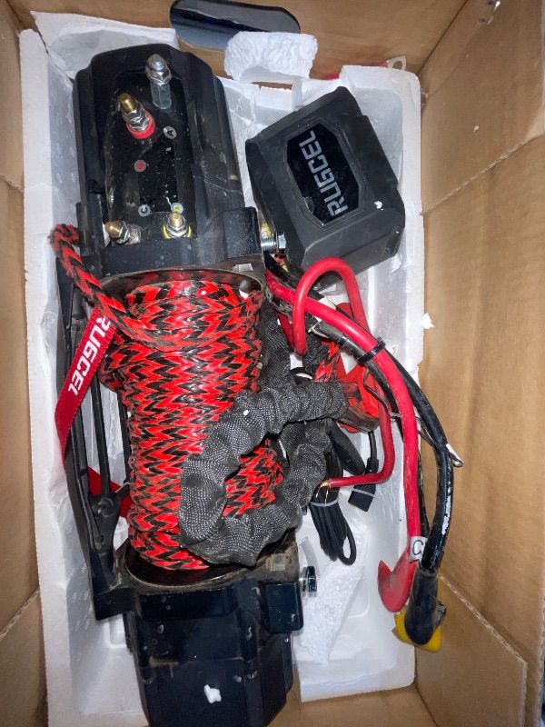 Photo 1 of RUGCEL WINCH 13500lb Synthetic Rope Winch 12V Waterproof Electric Winch,2 in 1 Wireless Remote Control, for SUV, Truck & Trailer - TANK Series **Parts Only**