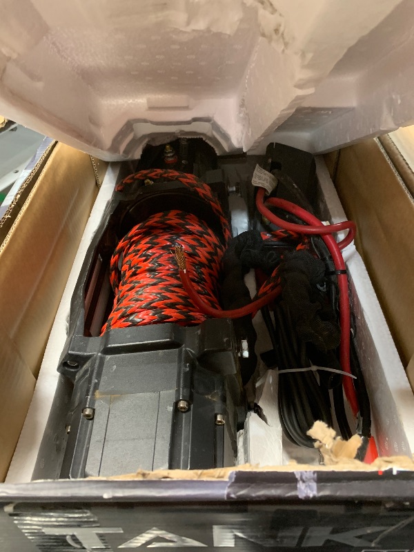 Photo 1 of RUGCEL WINCH 13500lb Synthetic Rope Winch 12V Waterproof Electric Winch,2 in 1 Wireless Remote Control, for SUV, Truck & Trailer - TANK Series **Parts Only**