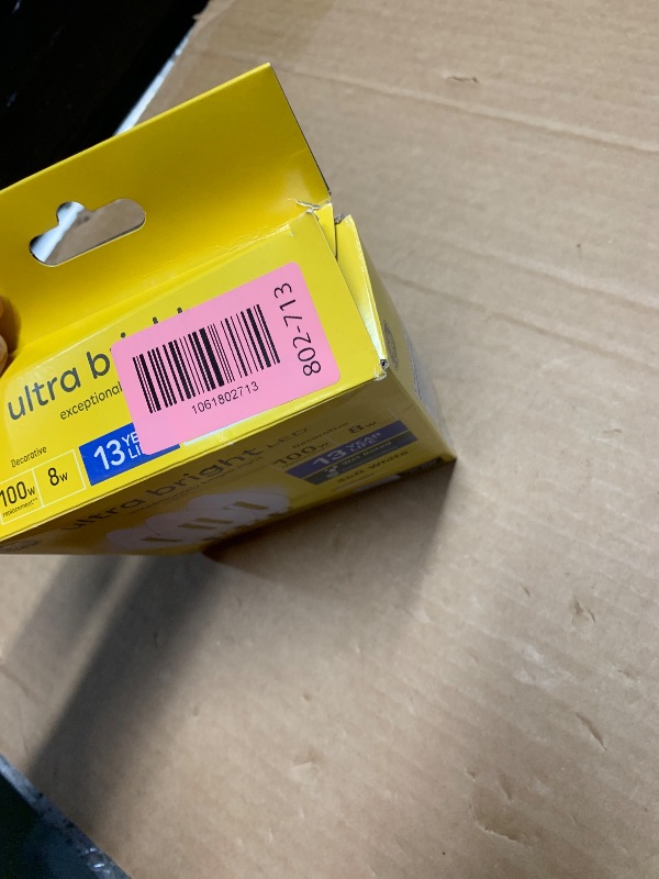 Photo 1 of ***(missing 1)***GE Ultra Bright LED Light Bulbs, 100W, Soft White Candle Lights, Clear Decorative B12 Light Bulbs (3 Pack)