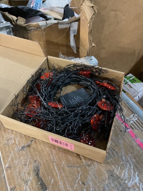 Photo 1 of [8 Modes & Timer] 6Ft 45 LED Halloween Willow Vine Twig Garland with Orange Lights - Battery Operated, Waterproof Halloween Decor for Indoor Wall, Fireplace Mantle, Home Party (Pumpkin, 6FT)