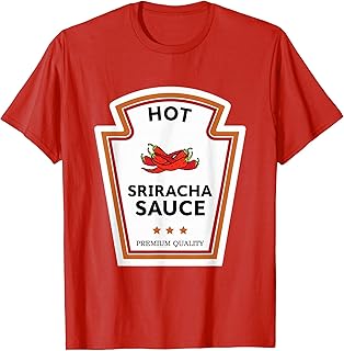 Photo 1 of  Unisex-Adults Hot Sriracha Sauce Condiment Group Costume T-Shirt, Red, Small, Short Sleeve, T-Shirt   SMALL
