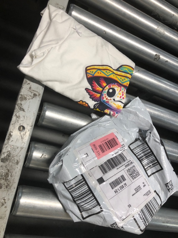 Photo 1 of WHITE Colorful Axolotl Dia De Los Muertos mexico T-Shirt