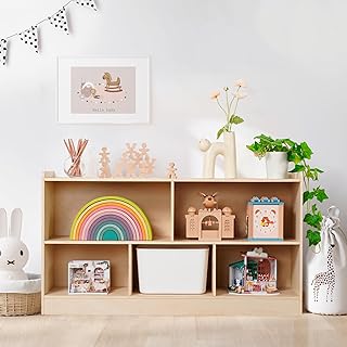 Photo 1 of SET OF TWO BOXES 5-Section Wooden Toy Shelf for Kids, Montessori Shelf Storage with Open Shelving & Customizable Layout | Safe, Sturdy Design for Kids Room, Classroom & Playroom