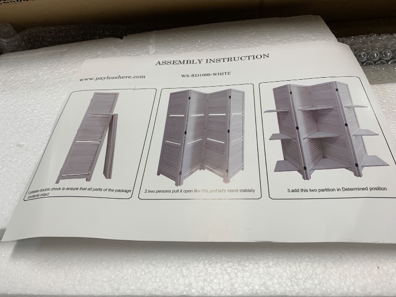 Photo 1 of (used item) Room Divider with Shelves, 5.75ft Tall Folding Wood Screen Privacy Screens Freestanding Room Partition wall