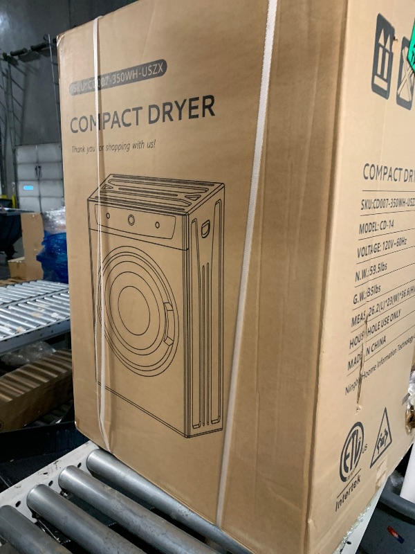 Photo 1 of ***FACTORY SEALED***
Euhomy Dryer, 3.5 Cu. Ft. 1500W Clothes Dryer, Stainless Steel Tumble Dryer with Exhaust Hose for Home, Apartment, Dorm, White