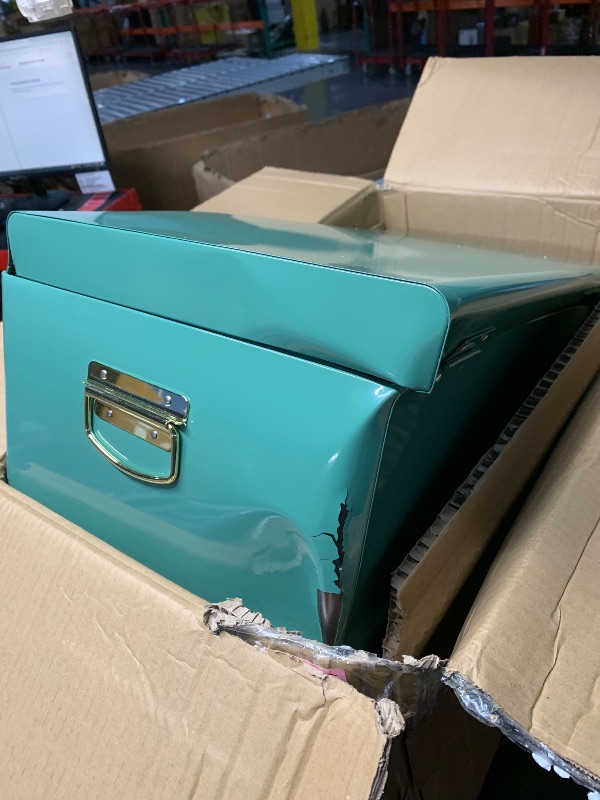 Photo 1 of ***MAJOR DAMAGED - SEE NOTES/PICTURES***
Vixdonos Decorative Large Metal Box Storage Trunk Chest Set of 2 College Dorm Organizer with Hardware Hasps and Handle for Home Deocr,23.7X14.2X9.5 Inches